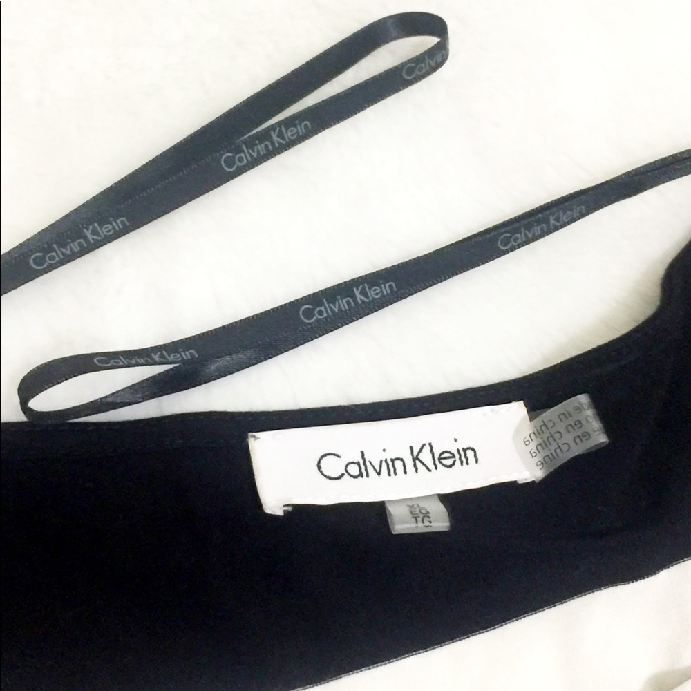 CK Black/White Striped Short Sleeve Split Tie Top - Picture 3 of 12